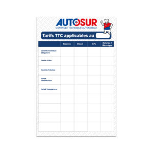 Autosur – Panneau – Tarif – 60×40 cm – Model A